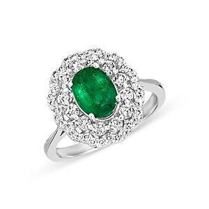 Bloomingdale's Emerald and Diamond Statement Ring in 14K White Gold - 100% Exclusive- 3822127