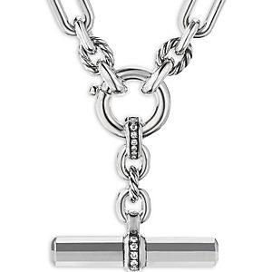 David Yurman Sterling Silver Lexington Link Necklace with Diamonds, 18- 3733378