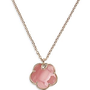 Pasquale Bruni 18K Rose Gold Petit Joli Pink Chalcedony & Diamond Flower Pendant Necklace, 16.75- 3796885