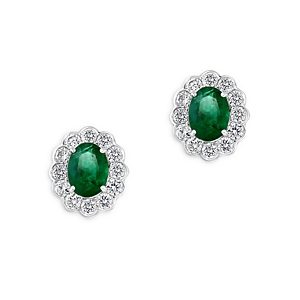 Bloomingdale's Emerald & Diamond Stud Earrings in 14K White Gold - 100% Exclusive- 3102140