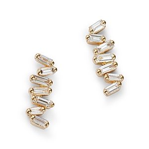 Suzanne Kalan 18K Yellow Gold Diamond Baguette Stud Earrings- 3819738