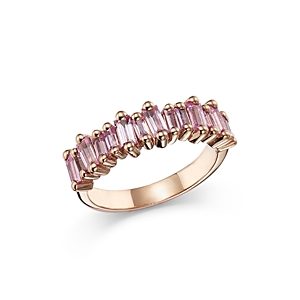 Suzanne Kalan 18K Rose Gold Pink Sapphire Baguette Band- 3819778