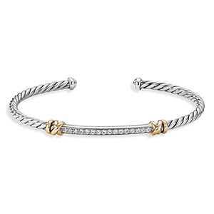 David Yurman Sterling Silver Petite Helena Two Station Wrap Bracelet in 18K Yellow Gold with Diamonds- 3733359