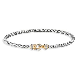 David Yurman Cable Buckle Bracelet with 18K Yellow Gold & Diamonds- 3733363