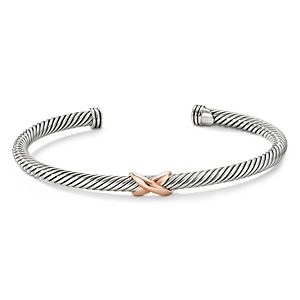 David Yurman Sterling Silver X Station Bracelet with 18K Rose Gold- 3728371