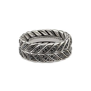 David Yurman Men's Chevron Band Ring with Black Diamonds- 3727985