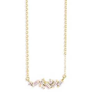 Suzanne Kalan 18K Yellow Gold Mixed Diamond Bar Necklace, 18L- 3819759