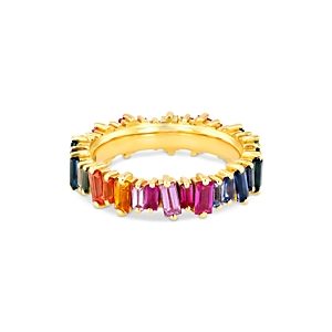 Suzanne Kalan 18K Yellow Gold Rainbow Sapphire Baguette Band- 3819773