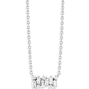 Suzanne Kalan 18K White Gold Diamond Shimmer Bar Pendant Necklace, 18L- 3819765