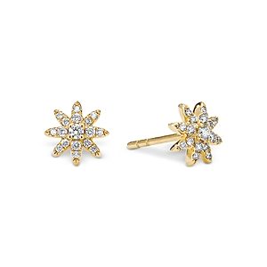 David Yurman 18K Yellow Gold Petite Starburst Stud Earrings with Diamonds- 3728161