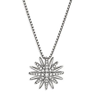 David Yurman Starburst Pendant Necklace in Sterling Silver with Pave Diamonds, 17-18- 3733386