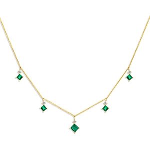 Bloomingdale's Emerald & Diamond Droplet Necklace in 14K Yellow Gold, 16 - 100% Exclusive- 3822116