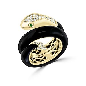 Bloomingdale's Onyx, Tsavorite & Diamond Snake Ring in 14K Yellow Gold - 100% Exclusive- 3853766