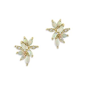 Bloomingdale's Opal & Diamond Cluster Stud Earrings in 14K Yellow Gold - 100% Exclusive- 3853749