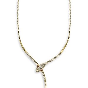 Bloomingdale's Diamond & Ruby Snake Statement Necklace in 14K White Gold, 16-18 - 100% Exclusive- 3853735