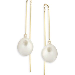 Bloomingdale's Baroque Cultured Freshwater Pearl Threader Earrings in 14K Yellow Gold - 100% Exclusive- 3847556
