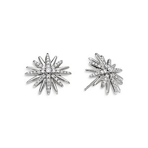 David Yurman Sterling Silver Starburst Stud Earrings with Diamonds- 3733368