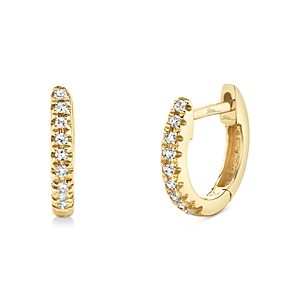 Moon & Meadow 14K Yellow Gold Diamond Tiny Huggie Second Piercing Earrings - 100% Exclusive- 3822023