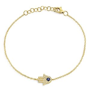 Moon & Meadow 14K Yellow Gold Diamond & Blue Sapphire Hamsa Bracelet - 100% Exclusive- 3822078