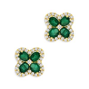 Bloomingdale's Emerald & Diamond Clover Stud Earrings in 14K Yellow Gold - 100% Exclusive- 3667082