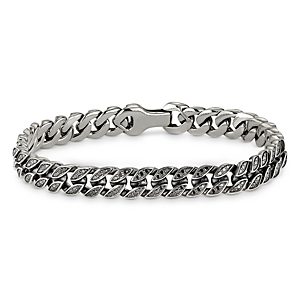 David Yurman Men's Micro Curb Chain Bracelet with Black Diamonds- 3727952