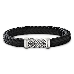 David Yurman Men's Sterling Silver Chevron Woven Rubber Bracelet, 6mm- 3727961