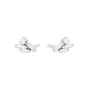 Suzanne Kalan 18K White Gold Diamond Stud Earrings- 3819740