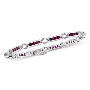 Bloomingdale's Ruby & Diamond Bracelet in 14K White Gold- 100% Exclusive- 3856696
