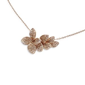 Pasquale Bruni 18K Rose Gold Stelle in Fiore White & Champagne Diamond Flower Necklace, 16.5- 2981023