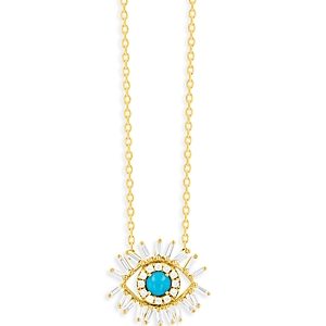Suzanne Kalan 18K Yellow Gold Sleeping Beauty Diamond & Turquoise Eye Pendant Necklace, 18- 3819732