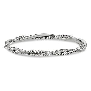 David Yurman Sterling Silver Petite Infinity Bracelet with Diamonds- 3856146