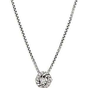 David Yurman Sterling Silver Petite Infinity Pendant Necklace with Diamonds, 17- 3856150
