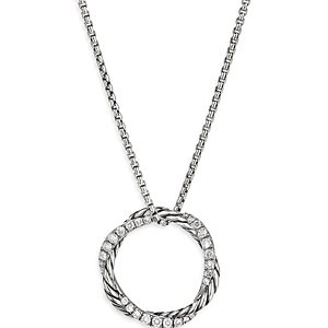 David Yurman Sterling Silver Petite Infinity Pendant Necklace with Diamonds, 17- 3856151