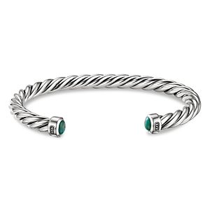 David Yurman Men's Sterling Silver Cable Cuff with Turquoise- 3855720