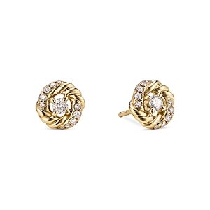 David Yurman 18K Yellow Gold Petite Infinity Stud Earrings with Diamonds- 3856067