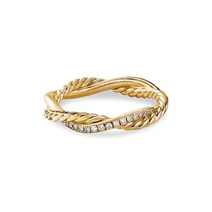 David Yurman 18K Yellow Gold Petite Infinity Twisted Ring with Diamonds- 4533297