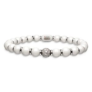 Roberto Demeglio 18K White Gold & Ceramic Stretch Bracelet with Diamonds- 3818160