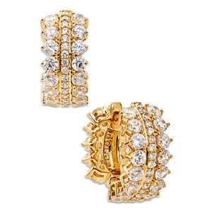 Nadri Leah Small Pave Huggie Hoop Earrings- 3920430