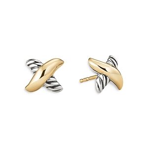 David Yurman Sterling Silver & 18K Yellow Gold Petite X Stud Earrings- 3856186