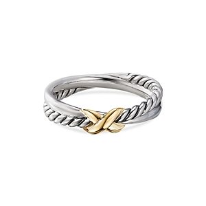 David Yurman Sterling Silver & 18K Yellow Gold Petite X Ring- 3856191