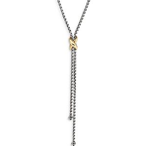 David Yurman Sterling Silver & 18K Yellow Gold Petite X Lariat Necklace, 17-18- 3856189