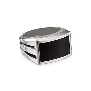 David Yurman Men's Sterling Silver Beveled Signet Ring with Black Onyx- 3855798