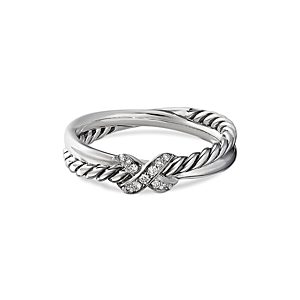 David Yurman Sterling Silver & Diamond Petite X Ring- 3856167