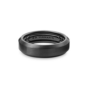 David Yurman Men's Black Titanium Beveled Band Ring- 3064141