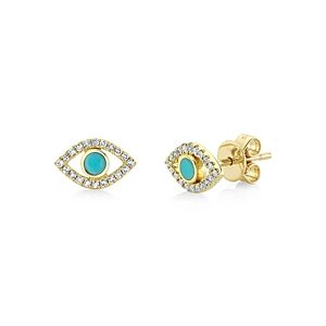 Moon & Meadow 14K Yellow Gold Turquoise & Diamond Eye Stud Earrings - 100% Exclusive- 3914031