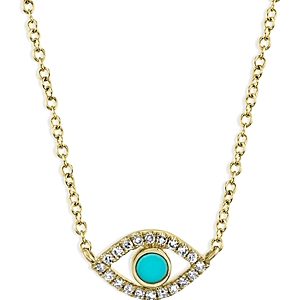 Moon & Meadow 14K Yellow Gold Turquoise & Diamond Eye Pendant Necklace, 18 - 100% Exclusive- 3914030