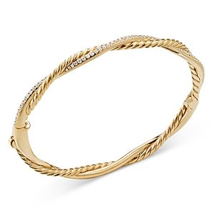 David Yurman 18K Yellow Gold Petite Infinity Bracelet with Diamonds- 3856066