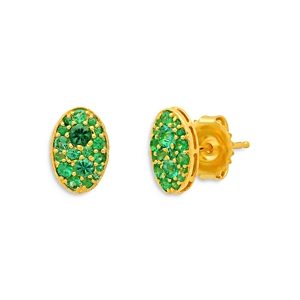 Colette Jewelry 18K Yellow Gold Les Chevalieres Green Tsavorite Oval Cluster Stud Earrings- 3786016