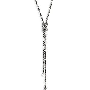 David Yurman Sterling Silver Petite X Diamond Lariat Necklace, 17- 3856165