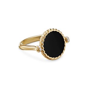 David Yurman 18K Yellow Gold Dy Elements Black Onyx, Mother-of-Pearl & Diamond Swivel Ring- 3856046